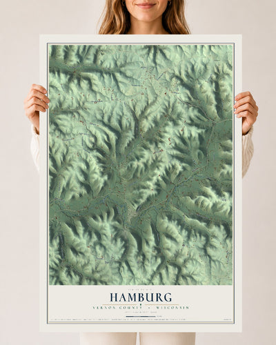 Map of Hamburg, Vernon County, Wisconsin, 24 x 36 inch unframed archival matte print