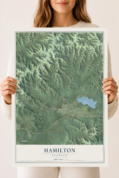 Map of Hamilton, Wisconsin, 18 x 24 inch unframed archival matte print