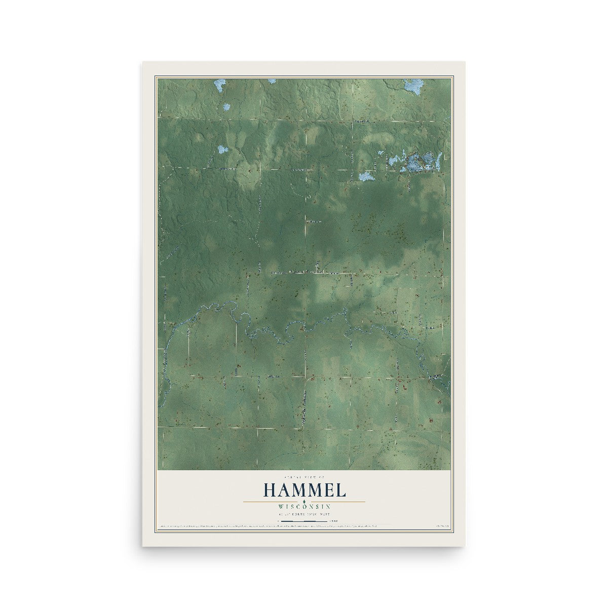 Map of Hammel, Wisconsin, 12 x 18 inch unframed archival matte print
