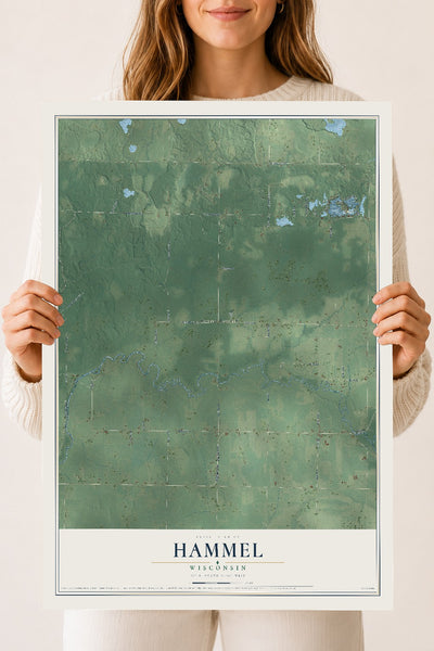 Map of Hammel, Wisconsin, 18 x 24 inch unframed archival matte print
