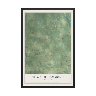 Map of the Town of Hammond, Wisconsin, 12 x 18 inch print in a black wood frame