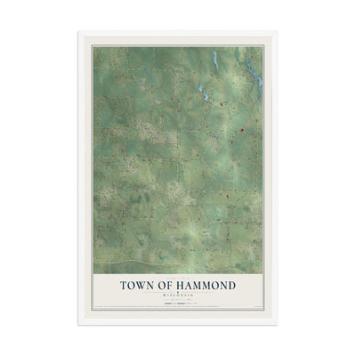 Map of the Town of Hammond, Wisconsin, 12 x 18 inch print in a white wood frame
