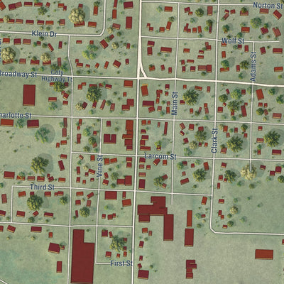 Close-up of the map of Hammond, Wisconsin print showing street and building detail