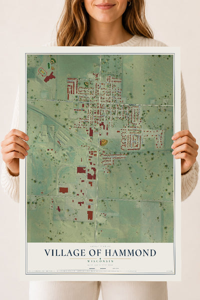 Map of Hammond, Wisconsin, 18 x 24 inch unframed archival matte print