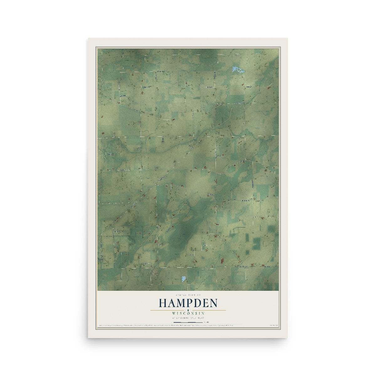 Map of Hampden, Wisconsin, 12 x 18 inch unframed archival matte print