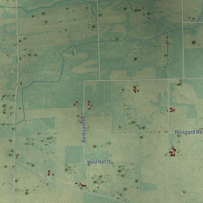 Second close-up of the map of Hampden, Wisconsin print showing more streets and buildings