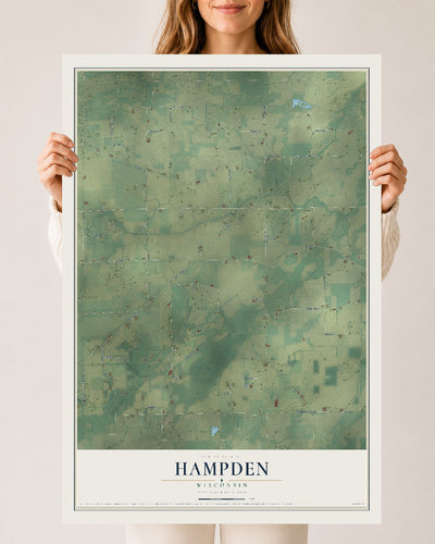 Map of Hampden, Wisconsin, 24 x 36 inch unframed archival matte print