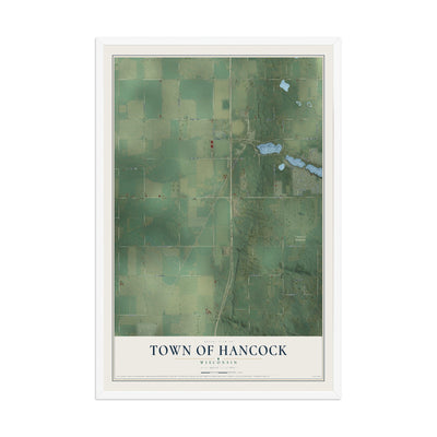 Map of the Town of Hancock, Wisconsin, 12 x 18 inch print in a white wood frame