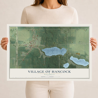 Map of Hancock, Wisconsin, 12 x 18 inch unframed archival matte print