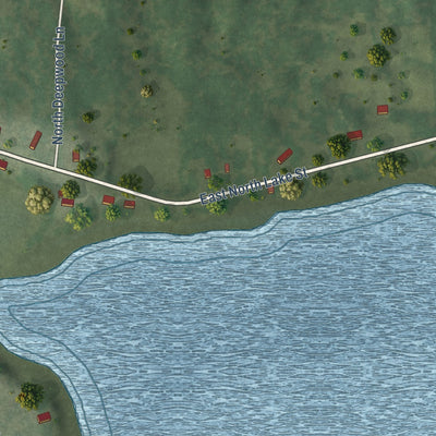 Second close-up of the map of Hancock, Wisconsin print showing more streets and buildings