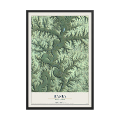 Map of Haney, Wisconsin, 12 x 18 inch print in a black wood frame
