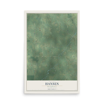 Map of Hansen, Wisconsin, 12 x 18 inch unframed archival matte print