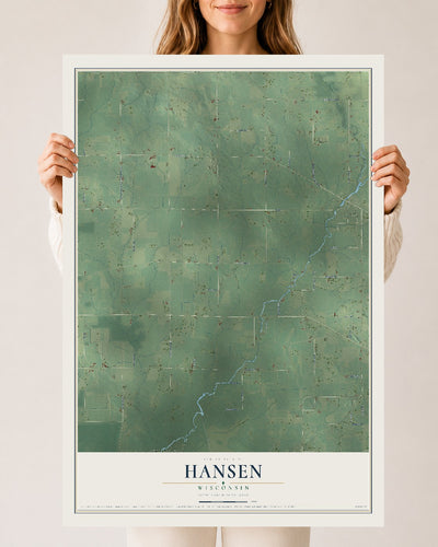 Map of Hansen, Wisconsin, 24 x 36 inch unframed archival matte print
