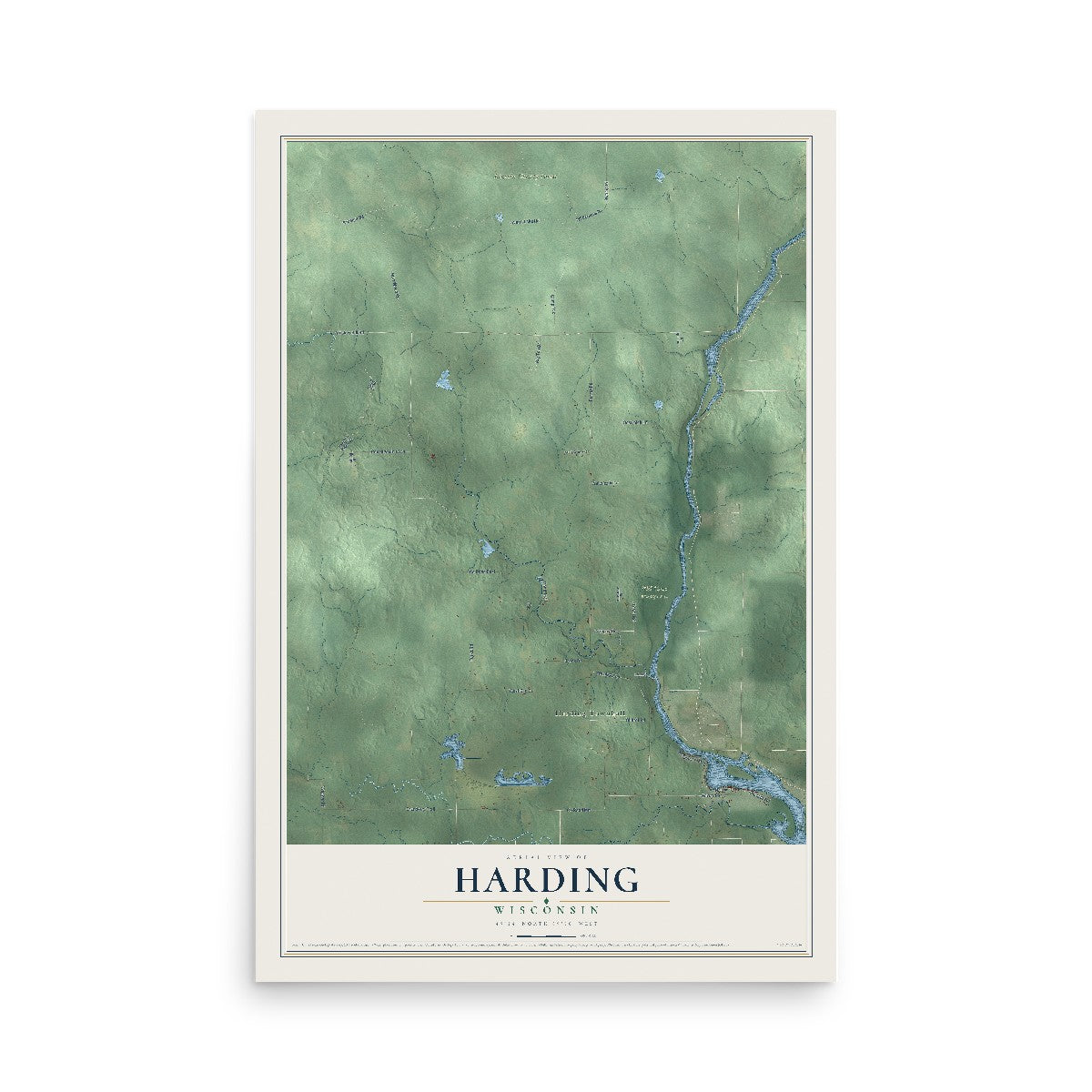 Map of Harding, Wisconsin, 12 x 18 inch unframed archival matte print