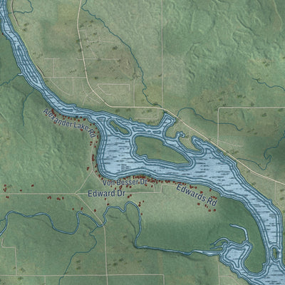 Close-up of the map of Harding, Wisconsin print showing street and building detail