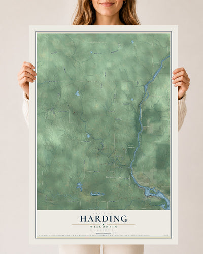 Map of Harding, Wisconsin, 24 x 36 inch unframed archival matte print