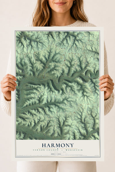 Map of Harmony, Vernon County, Wisconsin, 18 x 24 inch unframed archival matte print