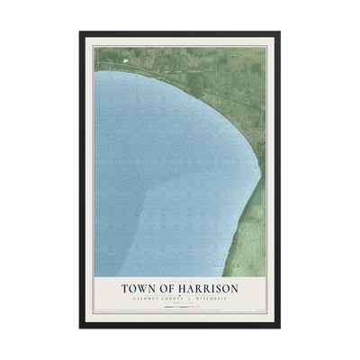 Map of the Town of Harrison, Calumet County, Wisconsin, 12 x 18 inch print in a black wood frame