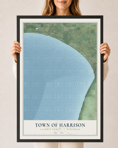 Map of the Town of Harrison, Calumet County, Wisconsin, 24 x 36 inch print in a black wood frame