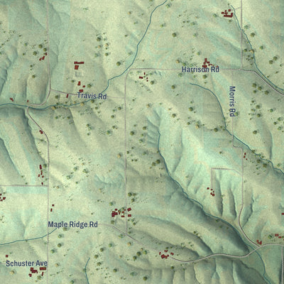 Close-up of the map of the Town of Harrison, Grant County, Wisconsin print showing street and building detail