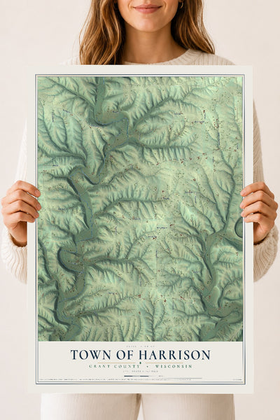 Map of the Town of Harrison, Grant County, Wisconsin, 18 x 24 inch unframed archival matte print