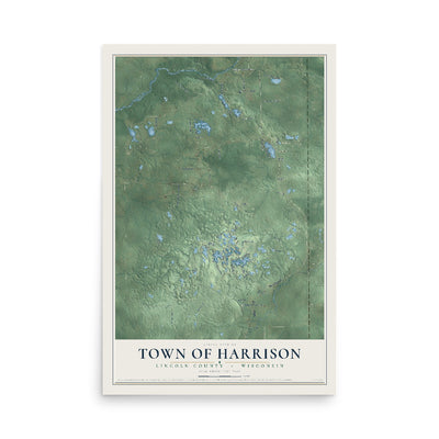 Map of the Town of Harrison, Lincoln County, Wisconsin, 12 x 18 inch unframed archival matte print