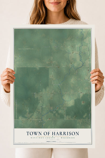 Map of the Town of Harrison, Marathon County, Wisconsin, 18 x 24 inch unframed archival matte print