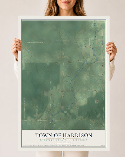 Map of the Town of Harrison, Marathon County, Wisconsin, 24 x 36 inch unframed archival matte print