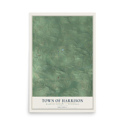 Map of the Town of Harrison, Waupaca County, Wisconsin, 12 x 18 inch unframed archival matte print