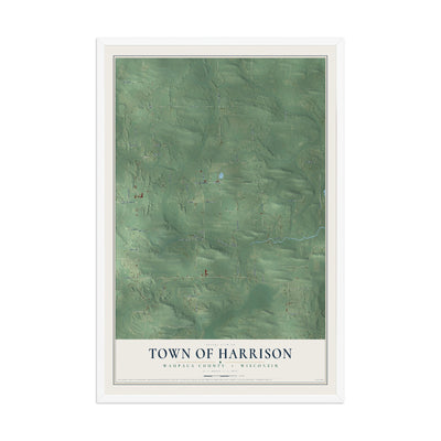 Map of the Town of Harrison, Waupaca County, Wisconsin, 12 x 18 inch print in a white wood frame