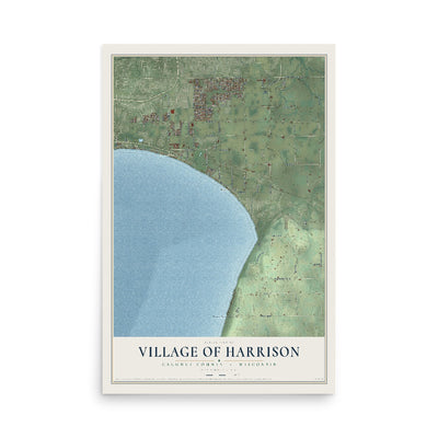 Map of Harrison, Wisconsin, 12 x 18 inch unframed archival matte print