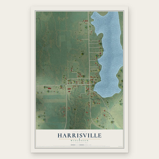 Harrisville, Wisconsin map print, the full design