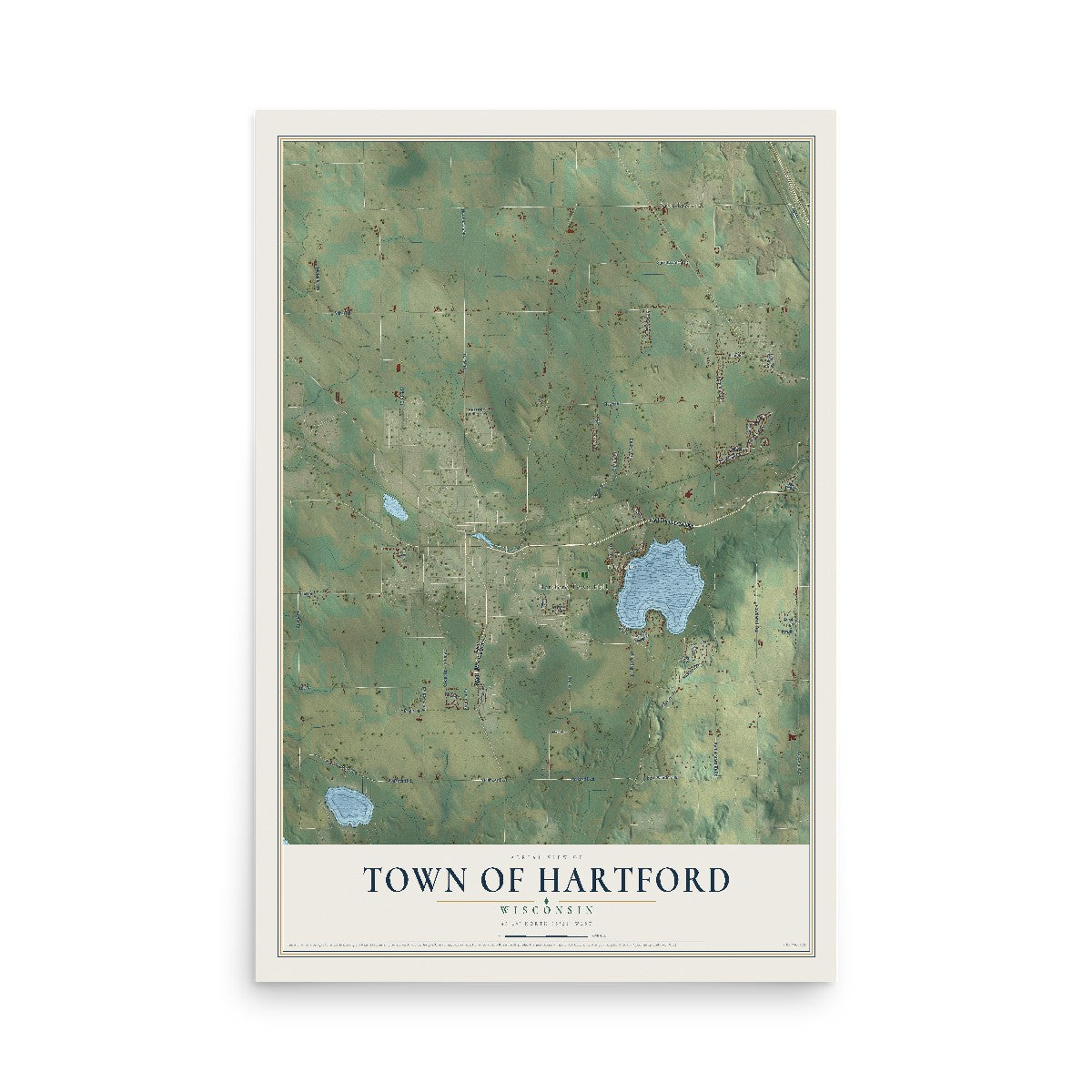 Map of the Town of Hartford, Wisconsin, 12 x 18 inch unframed archival matte print