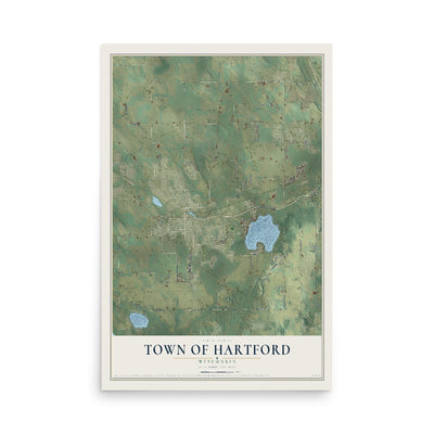 Map of the Town of Hartford, Wisconsin, 12 x 18 inch unframed archival matte print
