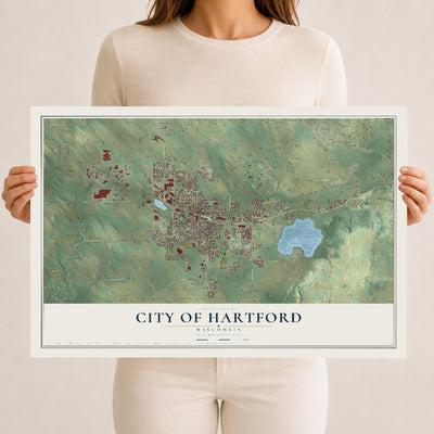 Map of Hartford, Wisconsin, 12 x 18 inch unframed archival matte print