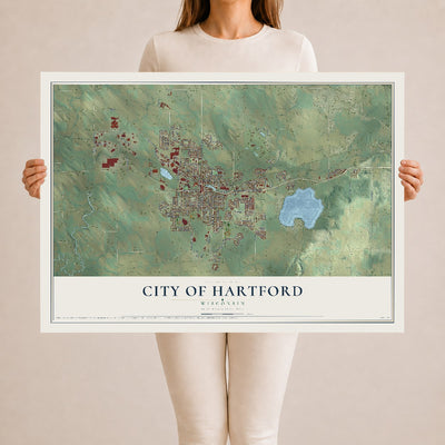 Map of Hartford, Wisconsin, 24 x 36 inch unframed archival matte print