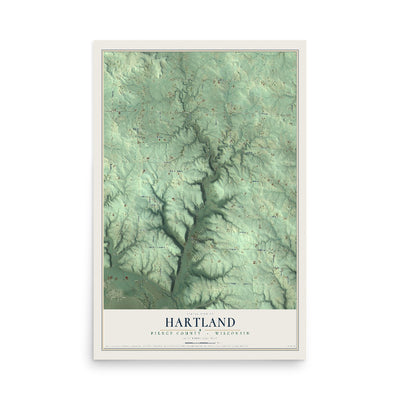 Map of Hartland, Pierce County, Wisconsin, 12 x 18 inch unframed archival matte print