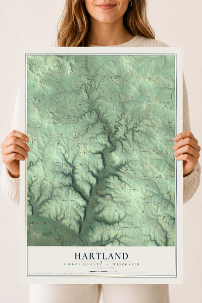 Map of Hartland, Pierce County, Wisconsin, 18 x 24 inch unframed archival matte print