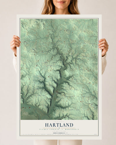 Map of Hartland, Pierce County, Wisconsin, 24 x 36 inch unframed archival matte print