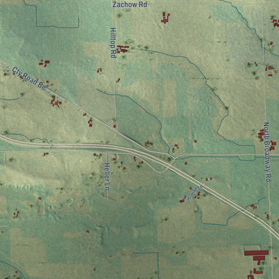 Second close-up of the map of Hartland, Shawano County, Wisconsin print showing more streets and buildings
