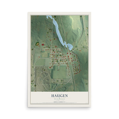 Map of Haugen, Wisconsin, 12 x 18 inch unframed archival matte print