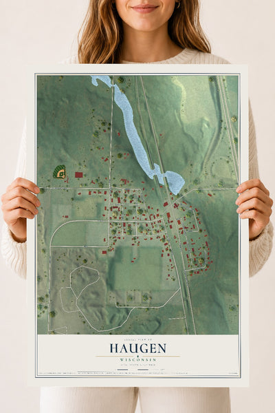 Map of Haugen, Wisconsin, 18 x 24 inch unframed archival matte print