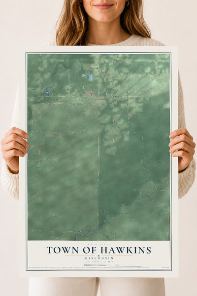 Map of the Town of Hawkins, Wisconsin, 18 x 24 inch unframed archival matte print
