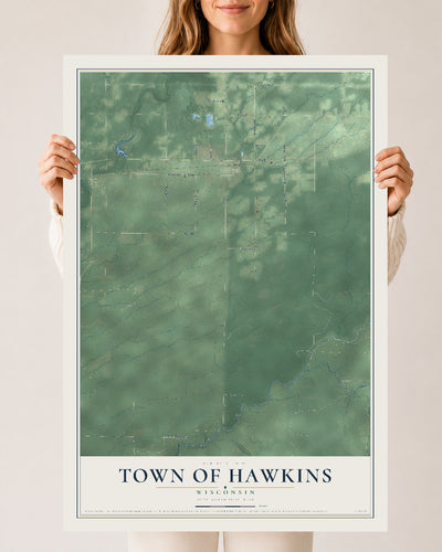 Map of the Town of Hawkins, Wisconsin, 24 x 36 inch unframed archival matte print