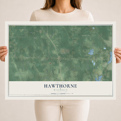 Map of Hawthorne, Wisconsin, 18 x 24 inch unframed archival matte print