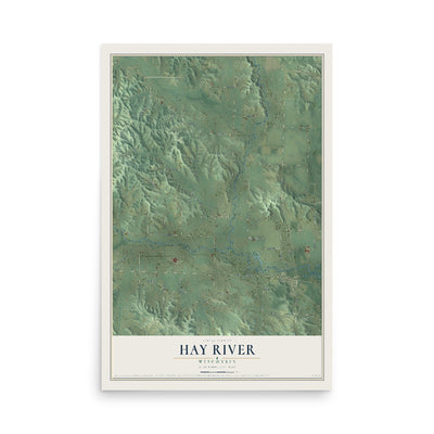 Map of Hay River, Wisconsin, 12 x 18 inch unframed archival matte print