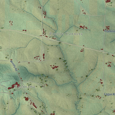 Close-up of the map of the Town of Hazel Green, Wisconsin print showing street and building detail