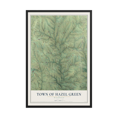 Map of the Town of Hazel Green, Wisconsin, 12 x 18 inch print in a black wood frame