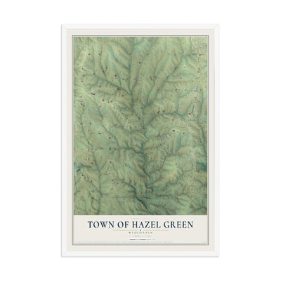 Map of the Town of Hazel Green, Wisconsin, 12 x 18 inch print in a white wood frame