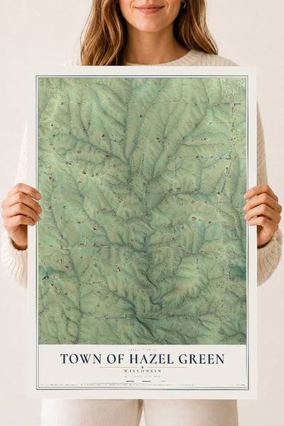 Map of the Town of Hazel Green, Wisconsin, 18 x 24 inch unframed archival matte print